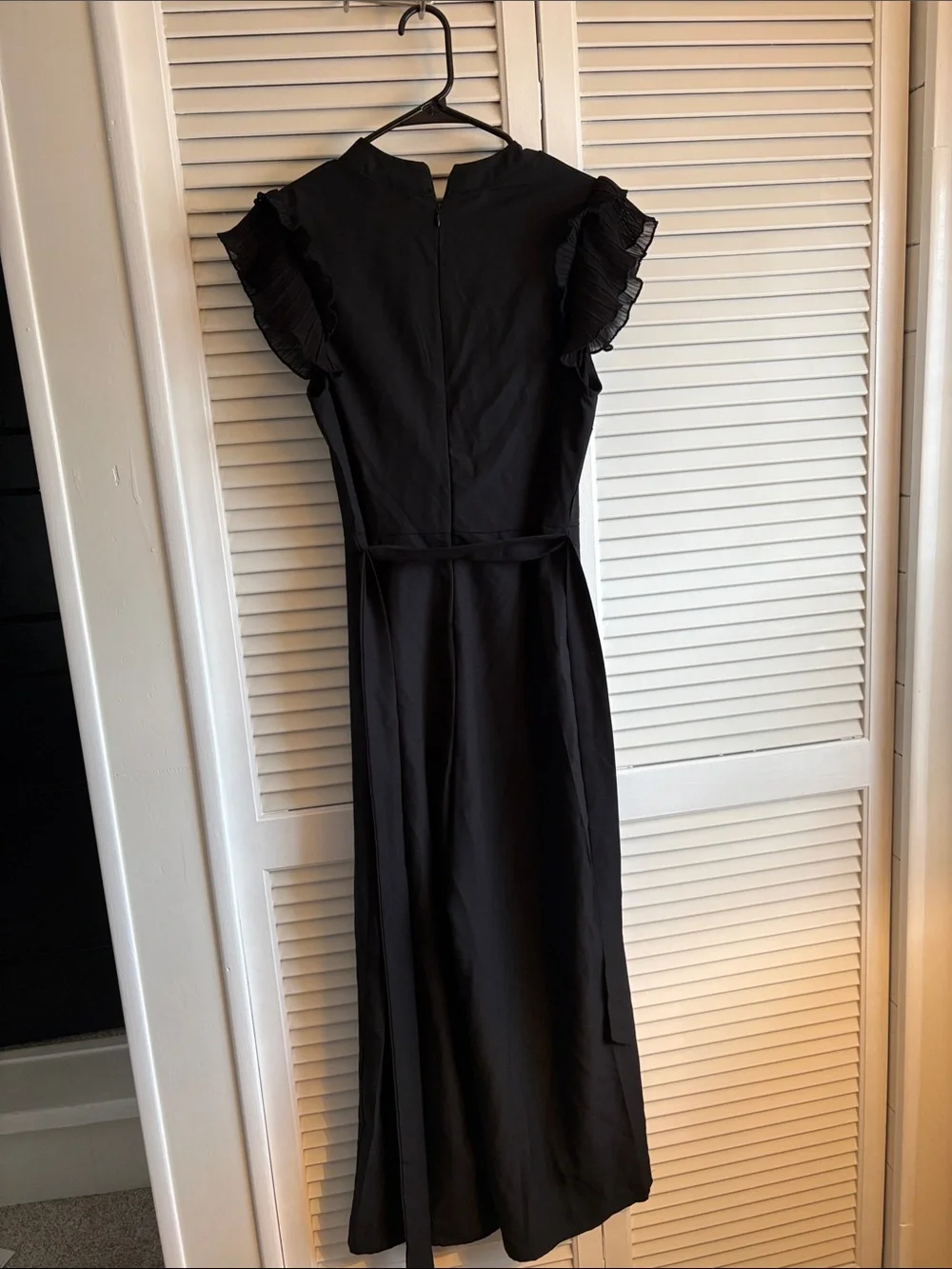 Black Jumpsuit with Flutter Sleeves and Tied Waste NEVER WORN